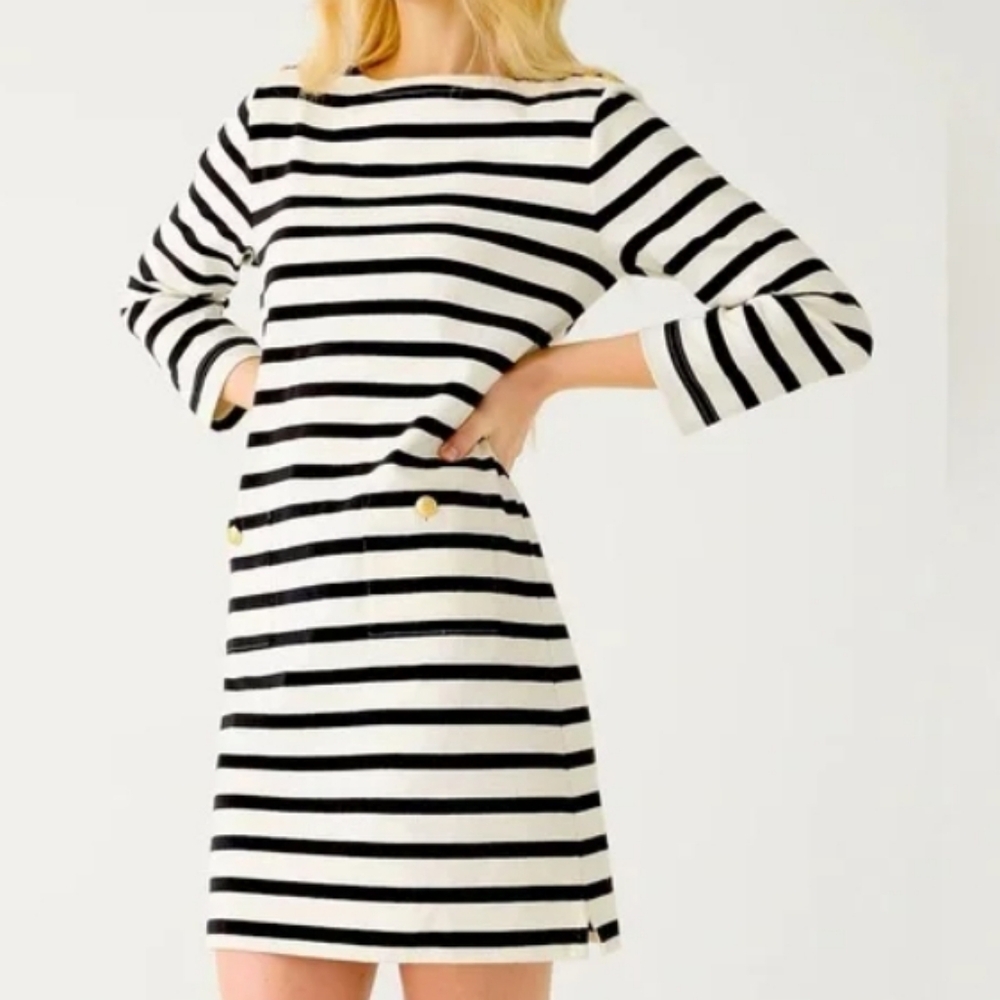 New J. Crew Mariner Boat Neck Cloth Shirt Dress Sz S
